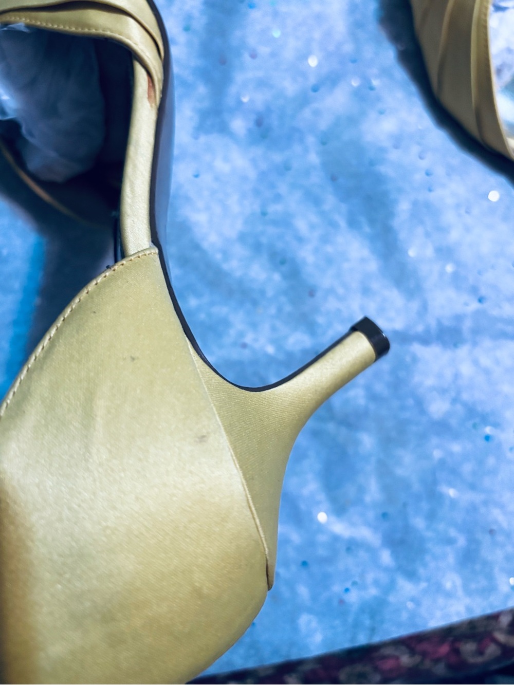 Nina Yellow Satin Peep-Toe Heels with Crystal Brooch - Picture 8 of 8